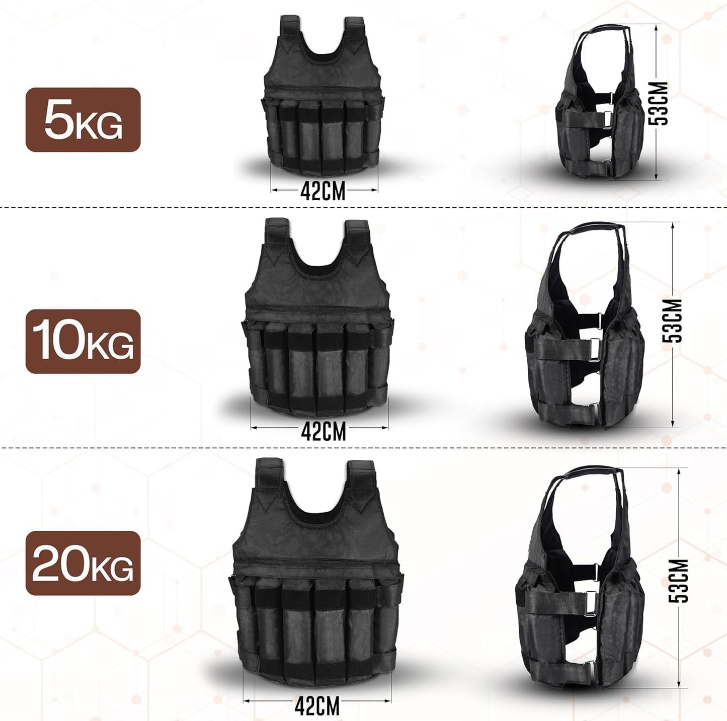 Weighted Vest for Gym and Running - 5-20 Kg Adjustable Fitness Training Jacket for Weight Loss - UK