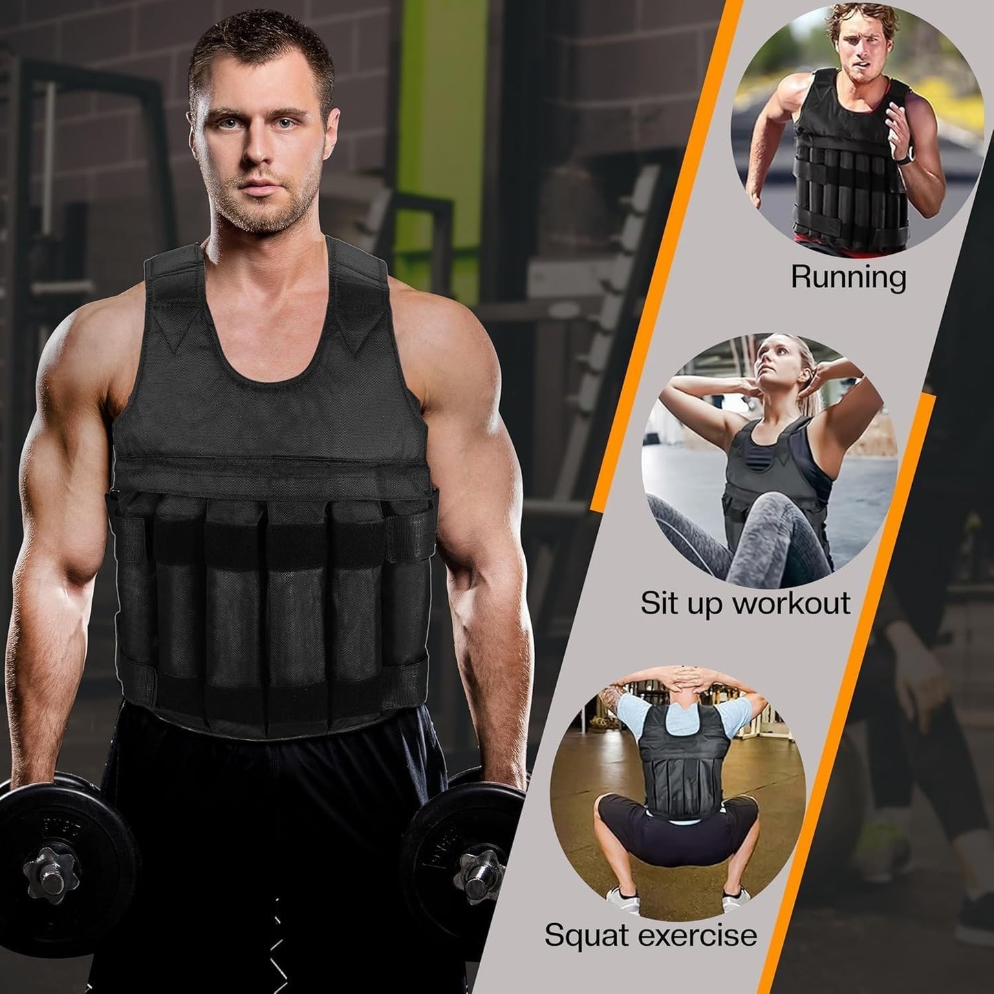 Weighted Vest for Gym and Running - 5-20 Kg Adjustable Fitness Training Jacket for Weight Loss - UK