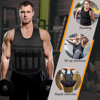 Weighted Vest for Gym and Running - 5-20 Kg Adjustable Fitness Training Jacket for Weight Loss - UK