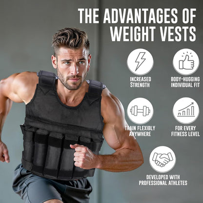 Weighted Vest for Gym and Running - 5-20 Kg Adjustable Fitness Training Jacket for Weight Loss - UK