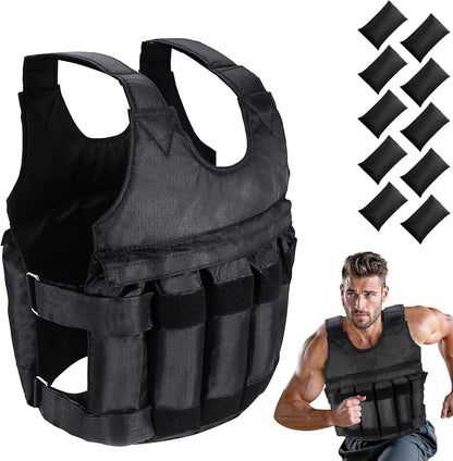 Weighted Vest for Gym and Running - 5-20 Kg Adjustable Fitness Training Jacket for Weight Loss - UK