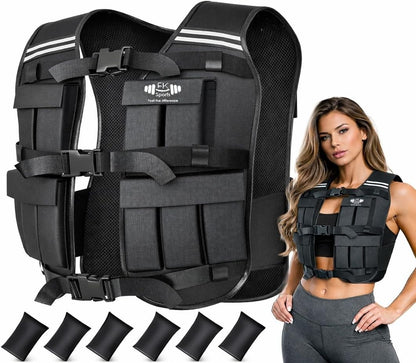 Weighted Vest for Gym and Running - 5-20 Kg Adjustable Fitness Training Jacket for Weight Loss - UK