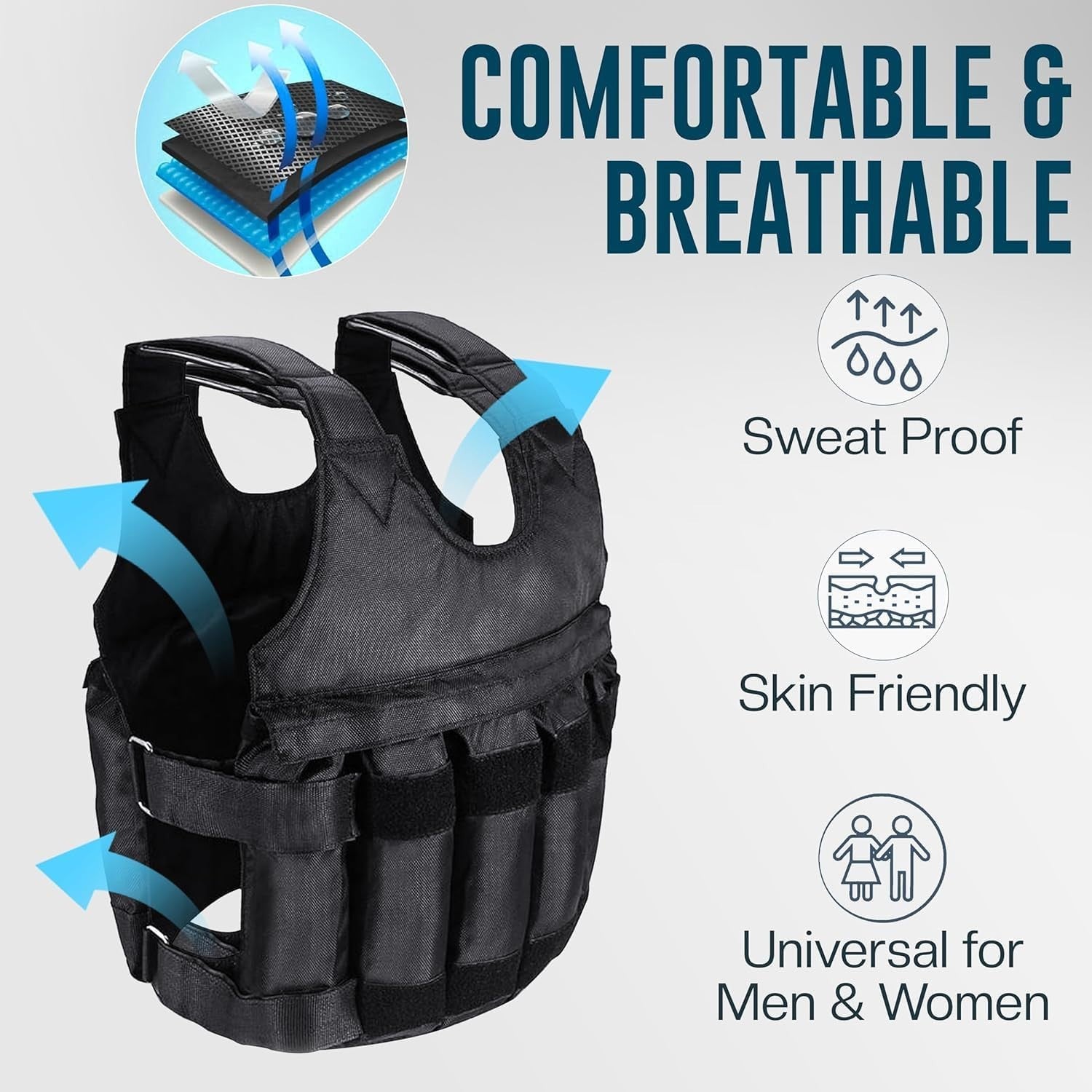 Weighted Vest for Gym and Running - 5-20 Kg Adjustable Fitness Training Jacket for Weight Loss - UK